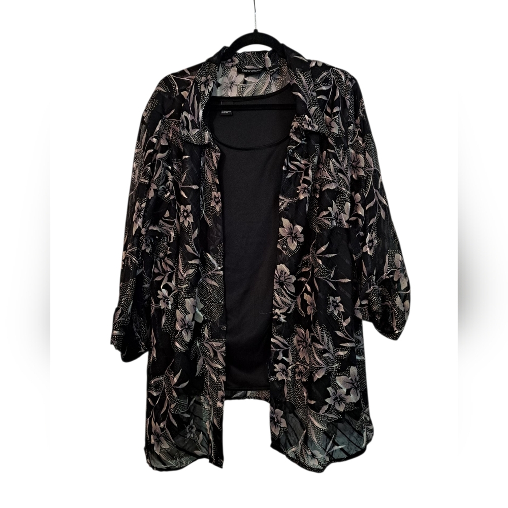 Club Z Collection Sheer Floral Blouse With Camisole 3X